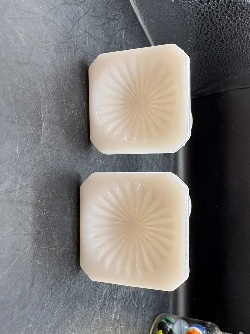 VINTAGE LE Smith Milk Glass Diamond Dart Pattern Salt and Pepper Shakers